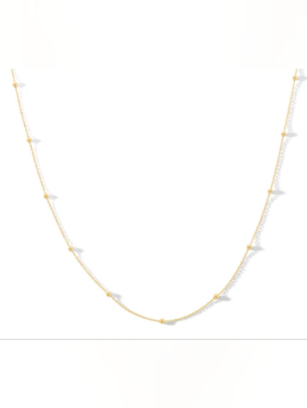 10K Solid Gold Bead Station Chain - 18" - Picture 2 of 4